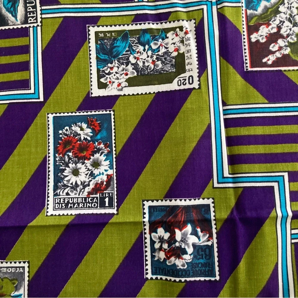 Vintage fabric 6 yards Schwartz Leibman textiles cotton blend novelty print 1973